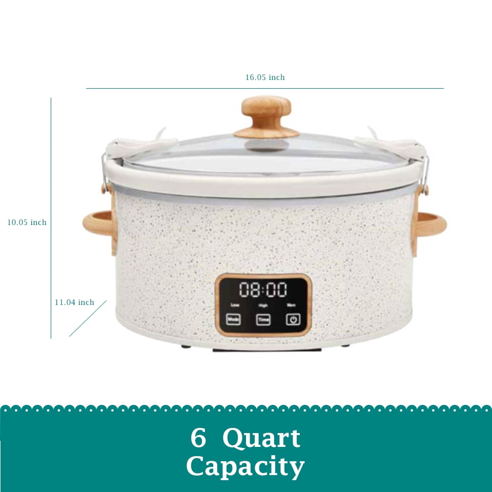 6 QT Slow Cooker, Locking Lid, Digital, Linen Speckle, Model PW8400778514-5