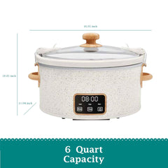 6 QT Slow Cooker, Locking Lid, Digital, Linen Speckle, Model PW8400778514-5