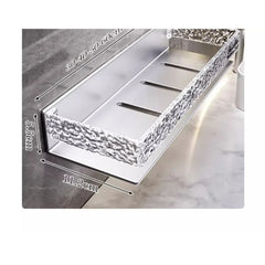 Silver Acrylic Metallic Bathroom Accessory Storage Rack with Rabbit Model Wall Mounted Free Perforated Towel Bar Luxurious Shelf