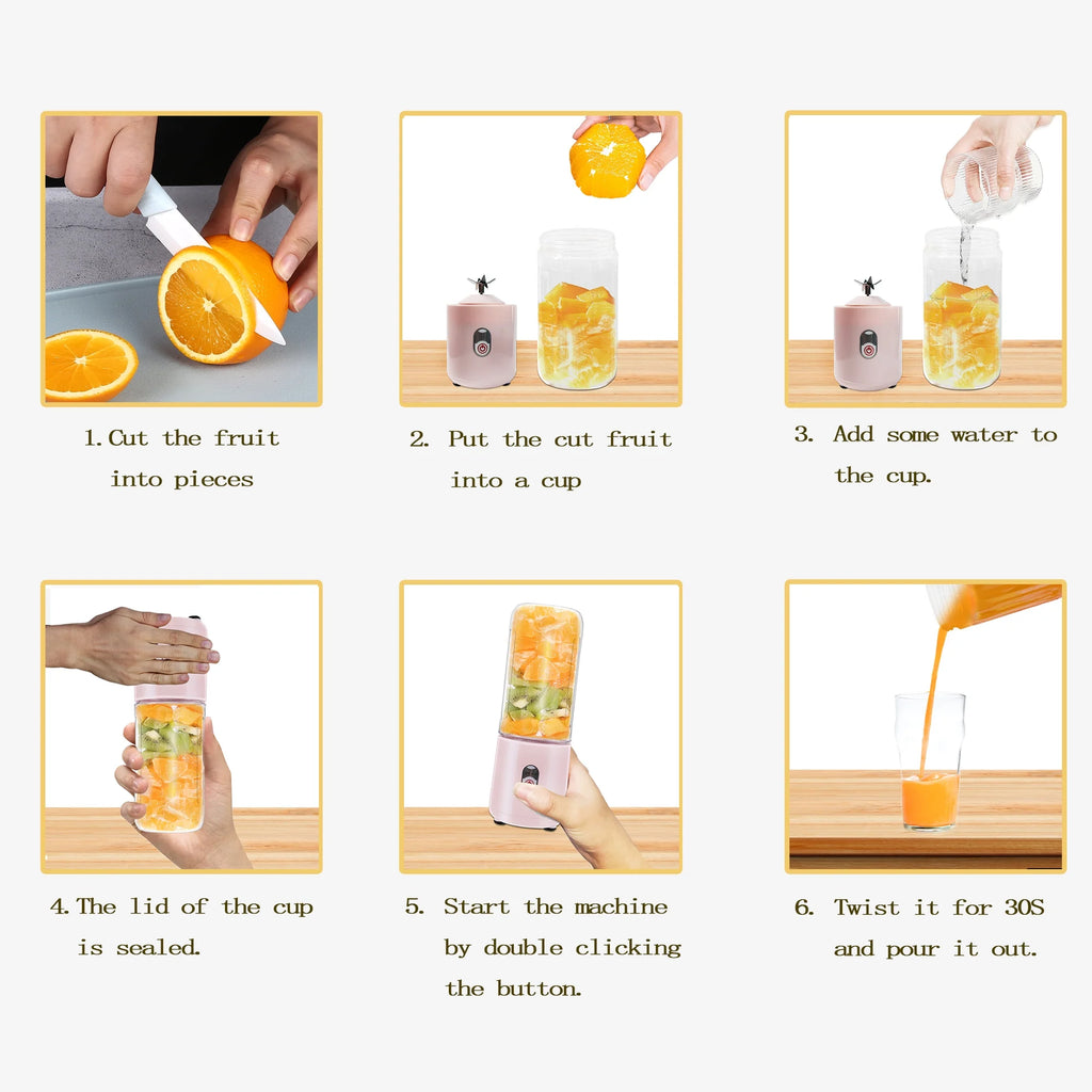 Personal Blender for Smoothies and Juicer Chargable Portable Small Bullet Blender for Shakes, Pink