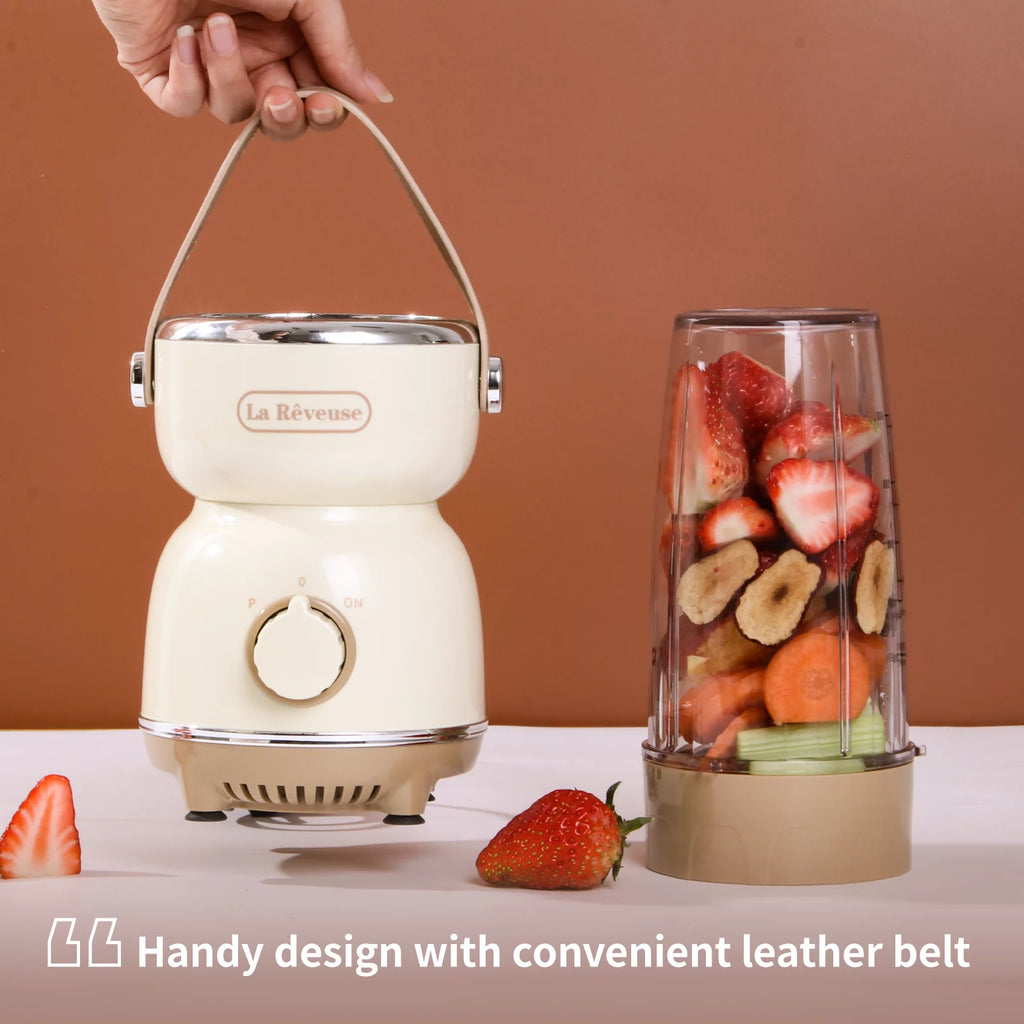 Personal Size Blender 300 Watts for Shakes Smoothies Seasonings Sauces with 17 Oz Cup / 10 Oz Mug,Retro Style