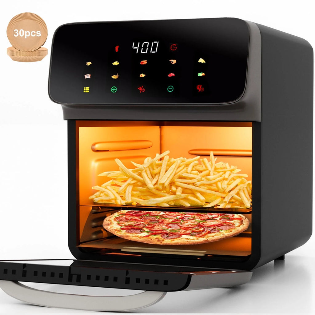 Air Fryer 12QT Convection Oven with Visible Window, 10-In-1 Multi Function and Touchscreen, Gray