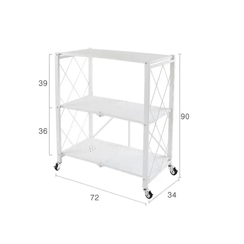 Foldable Metal Storage Rack Multifunctional Living Room Shelf Multilayer Installation Free Kitchen Organizer Trolley Bookshelf