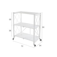 Foldable Metal Storage Rack Multifunctional Living Room Shelf Multilayer Installation Free Kitchen Organizer Trolley Bookshelf
