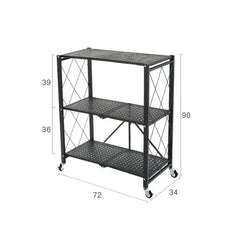 Foldable Metal Storage Rack Multifunctional Living Room Shelf Multilayer Installation Free Kitchen Organizer Trolley Bookshelf
