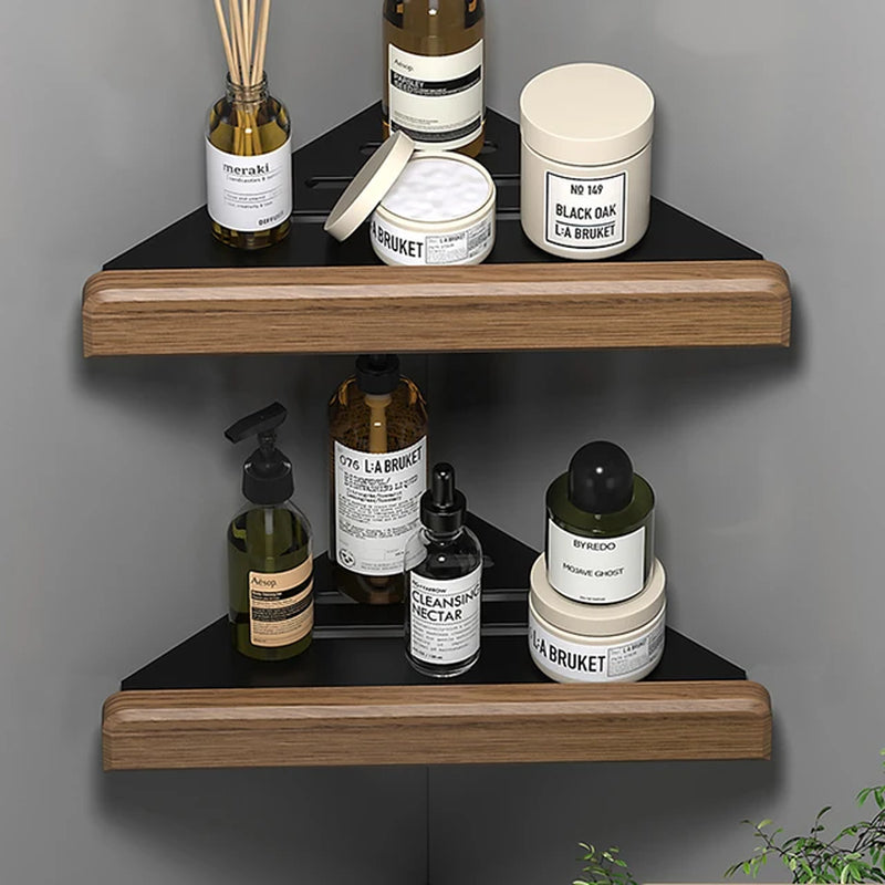 Bathroom Hardware Set, Black Wood Bath Accessories Wall Mounted Towel Rack,Towel Bar,Toilet Brush,Towel Hooks,Paper Holder