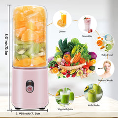 Personal Blender for Smoothies and Juicer Chargable Portable Small Bullet Blender for Shakes, Pink