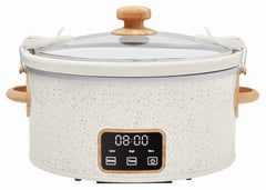 6 QT Slow Cooker, Locking Lid, Digital, Linen Speckle, Model PW8400778514-5