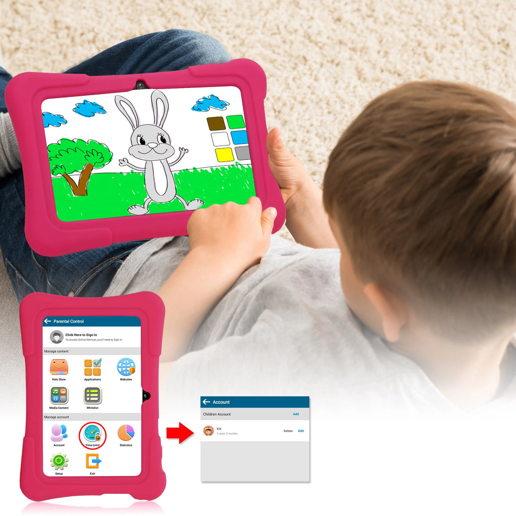 7 Inch Kids Tablet Quad Core Android 10 32GB Wifi Bluetooth Educational Software Installed