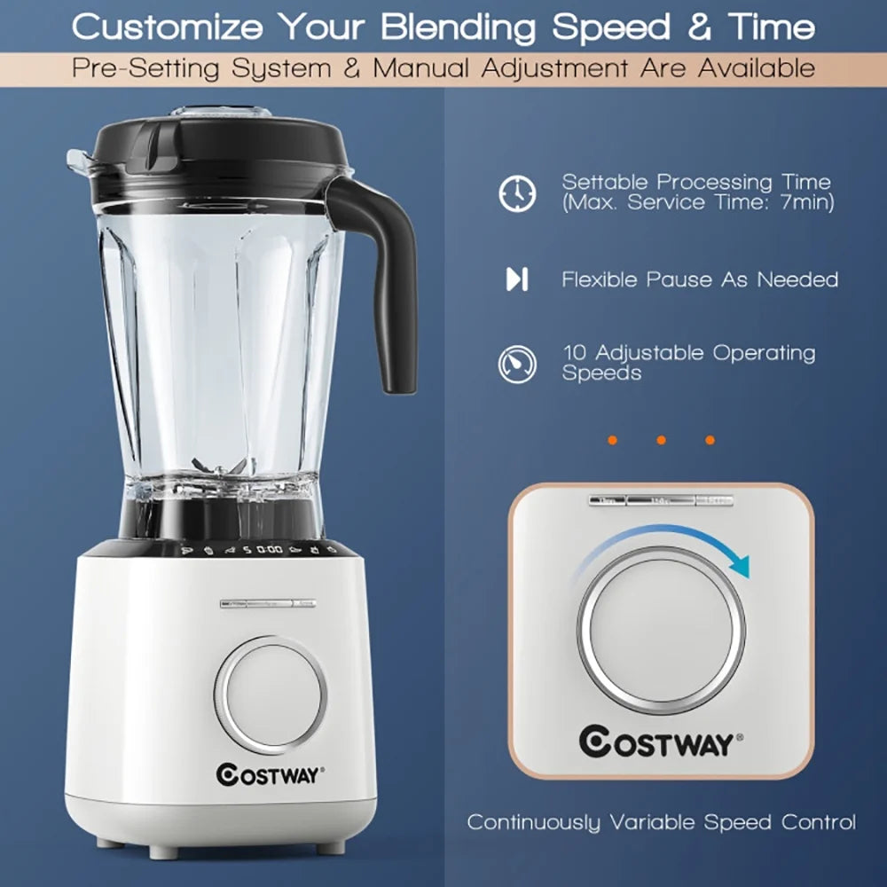 1500W Countertop Smoothies Blender with 10 Speed and 6 Pre-Setting Programs, Easy to Clean, Liquor Alcohol Drink Dispenser for Parties Home Bar Use