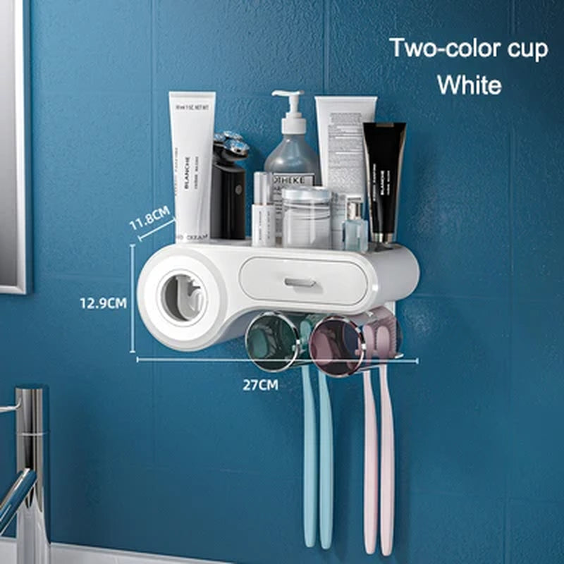 Toothbrush Holder for Bathroom Automatic Toothpaste Squeezer Wall with Cup Storage Rack Organizer Bathroom Accessories Home New