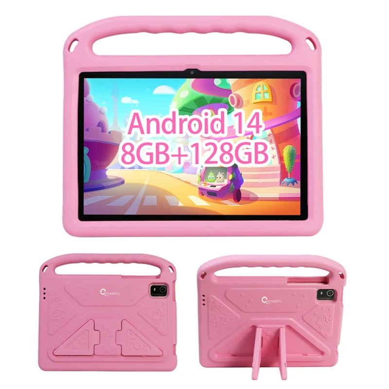 C18W Kids Tablet 8GB 128GB A523 Octa Core 10.1 HD+ Display 6000Mah WIFI-5G Android 14 Tablets for Children Girls 2024