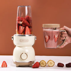Personal Size Blender 300 Watts for Shakes Smoothies Seasonings Sauces with 17 Oz Cup / 10 Oz Mug,Retro Style