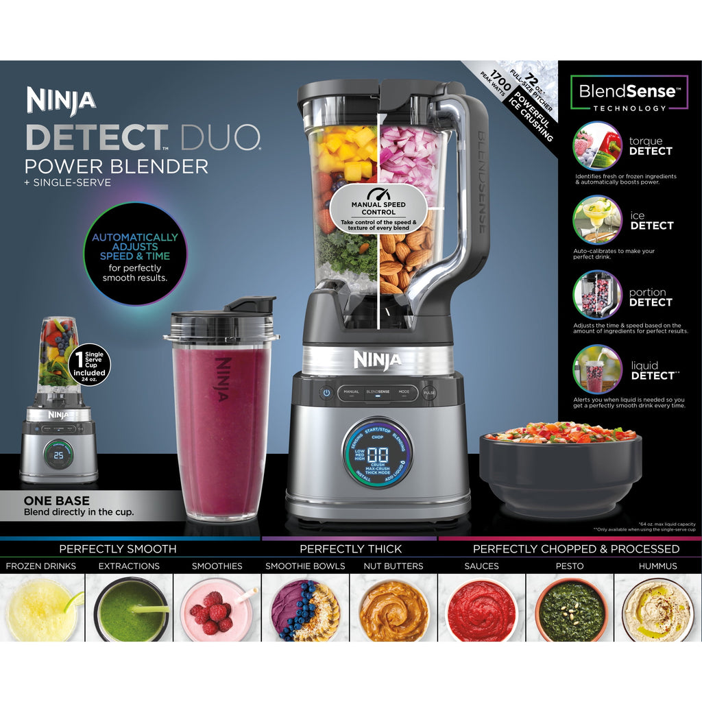 Detect Power Blender + Personal Single-Serve, Blendsense Technology, Kitchen Countertop, Silver, TB300