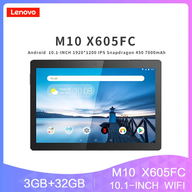 NEW Original Sealed or Global Firmware  Tab M10 X605FC WIFI 10.1-Inch High Definition IPS Screen Snapdragon 3G 32G Tablet