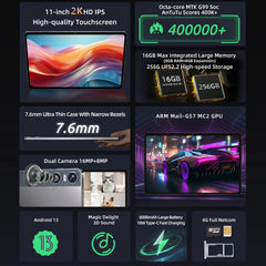 Maxpad I11 Power 16GB RAM 256GB ROM 11 Inch Octa Core MTK G99 Android 13 Dual Wifi 4G Lte Phone Tablet Camera Bluetooth