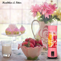 400Ml Portable Blender, USB Rechargeable Smoothie Blender Personal Juicer Cup Fruit Mixer, High Borosilicate Glass Cup, Pink