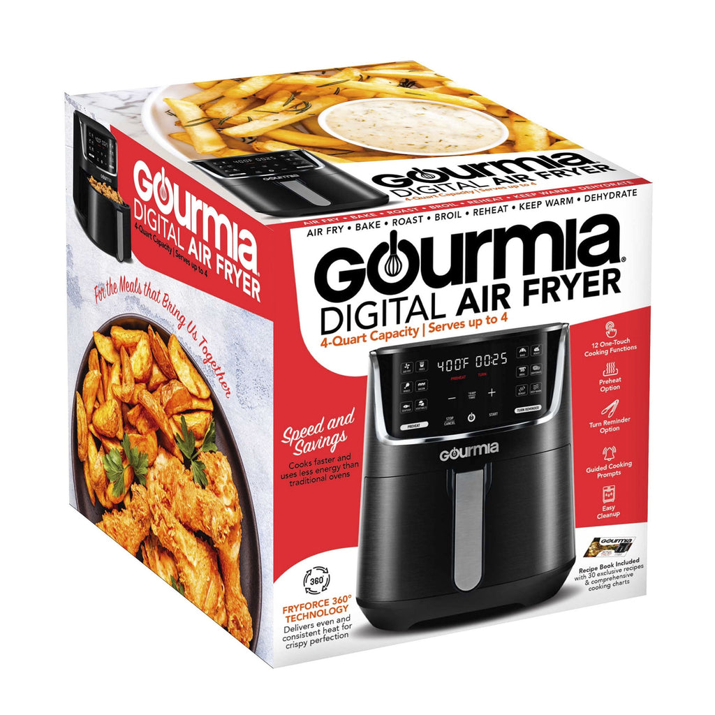 4-Quart Digital Air Fryer with 12 One-Touch Presets, New, GAF414, 12 in High