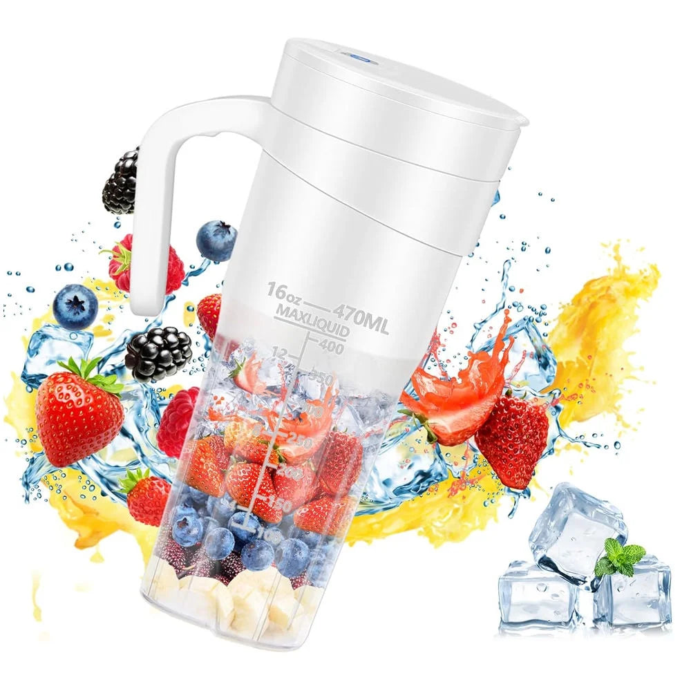 Portable Personal Blender, 150W Personal Blender, 470Ml Capacity USB Rechargeable Wireless Blender Juicer Cup for Shakes, Smoothies, Juices