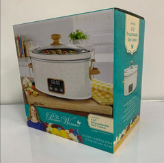 6 QT Slow Cooker, Locking Lid, Digital, Linen Speckle, Model PW8400778514-5