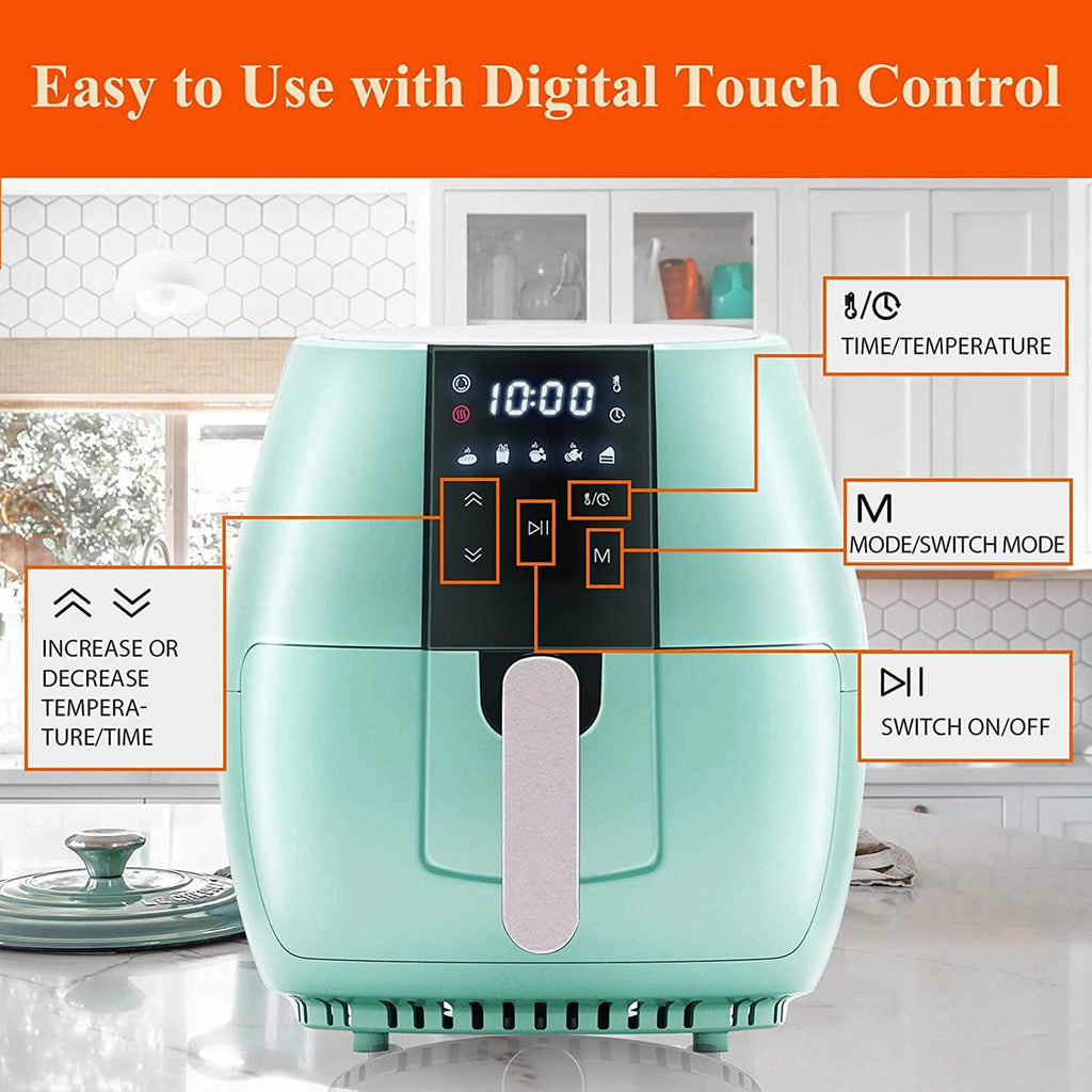 5.8 Quart Air Fryer, Electric Hot Oven Oilless Multifunctional Cooker with Digital LED Touchscreen, Auto Shut-Off, ETL Certified, Best Present Gift (Green)