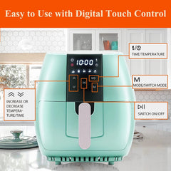 5.8 Quart Air Fryer, Electric Hot Oven Oilless Multifunctional Cooker with Digital LED Touchscreen, Auto Shut-Off, ETL Certified, Best Present Gift (Green)
