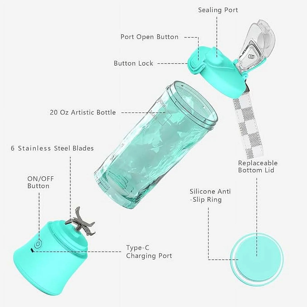 Personal Blender 20 Oz, Portable Blender for Shakes and Smoothies with Travel Cup Blue