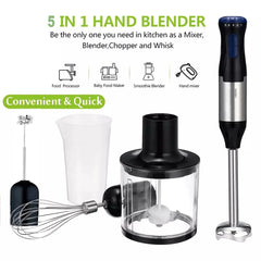 Hand Blender, 5-In-1 Immersion Hand Blender,12 Speed Turbo Mode Stick Blender for Make Smoothie, Milk Shakes,Juice ,Sauces