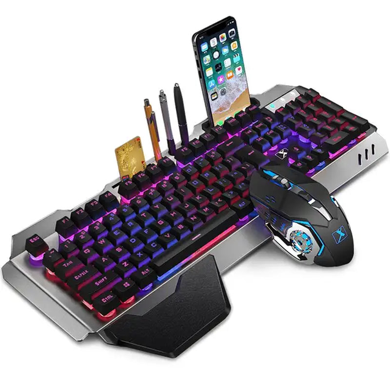 K680 Wireless Gaming Keyboard Mouse Rgb Backlit Metal Panel Rechargeable Gamer Mouse Waterproof Keyboard Set