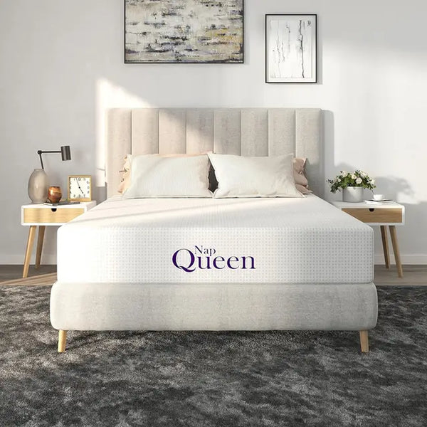 Napqueen 8 Inch Queen Size Mattress, Bamboo Charcoal Memory Foam Mattress, Bed in a Box, White