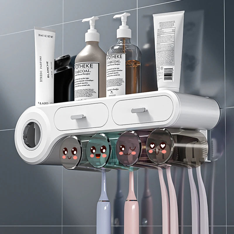 Toothbrush Holder for Bathroom Automatic Toothpaste Squeezer Wall with Cup Storage Rack Organizer Bathroom Accessories Home New