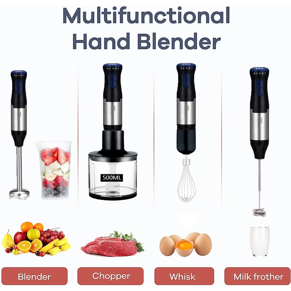 Hand Blender, 5-In-1 Immersion Hand Blender,12 Speed Turbo Mode Stick Blender for Make Smoothie, Milk Shakes,Juice ,Sauces