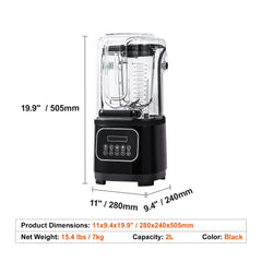 Professional Blender - Ideal for Commercial Use, Countertop Blender for Making 68 Oz Smoothies and Shakes.