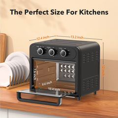 Air Fryer, 1700W 14.8 Quart, 5 in 1 Toaster Oven Countertop, Oil-Less Cooking, Stainless Steel, Black