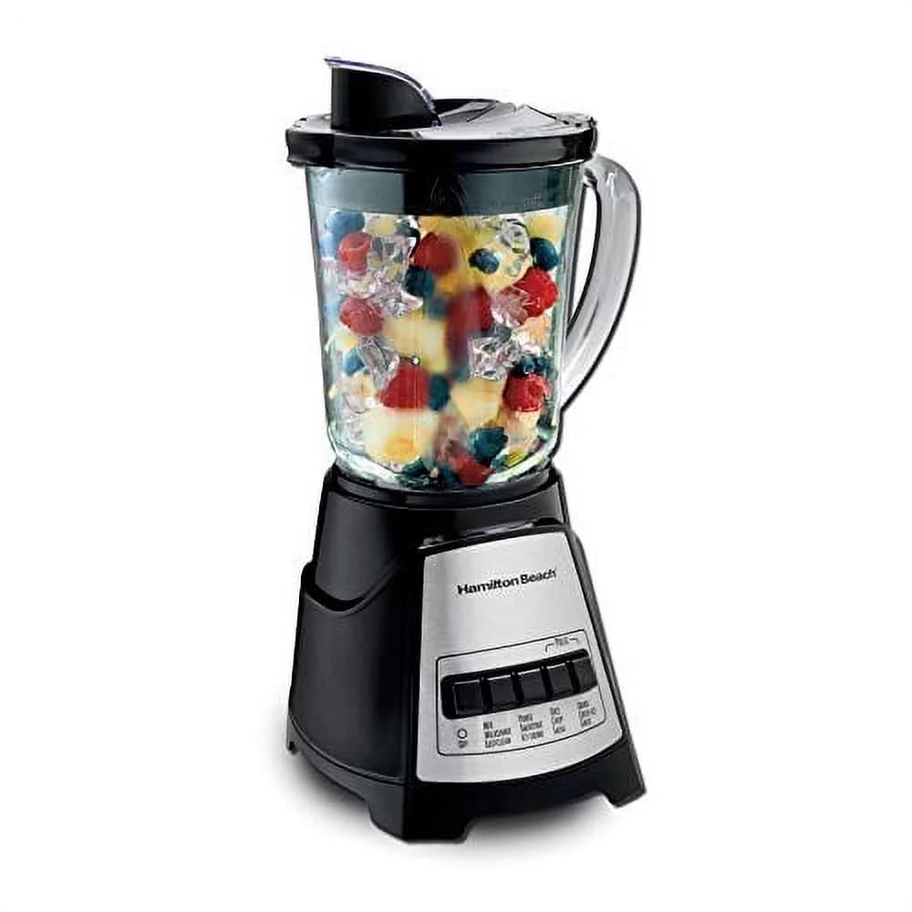 Power Elite Blender with 12 Functions for Puree, Ice Crush, Shakes and Smoothies and 40Oz BPA Free Glass Jar, Black and Stainless Steel (58148A)