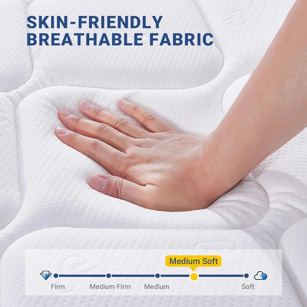 Full Size Mattress, 12 Inch Full Mattresses in a Box, Hybrid Spring Mattresses with Comfort Foam and Pocket Coils