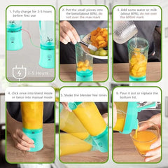 Personal Blender 20 Oz, Portable Blender for Shakes and Smoothies with Travel Cup Blue