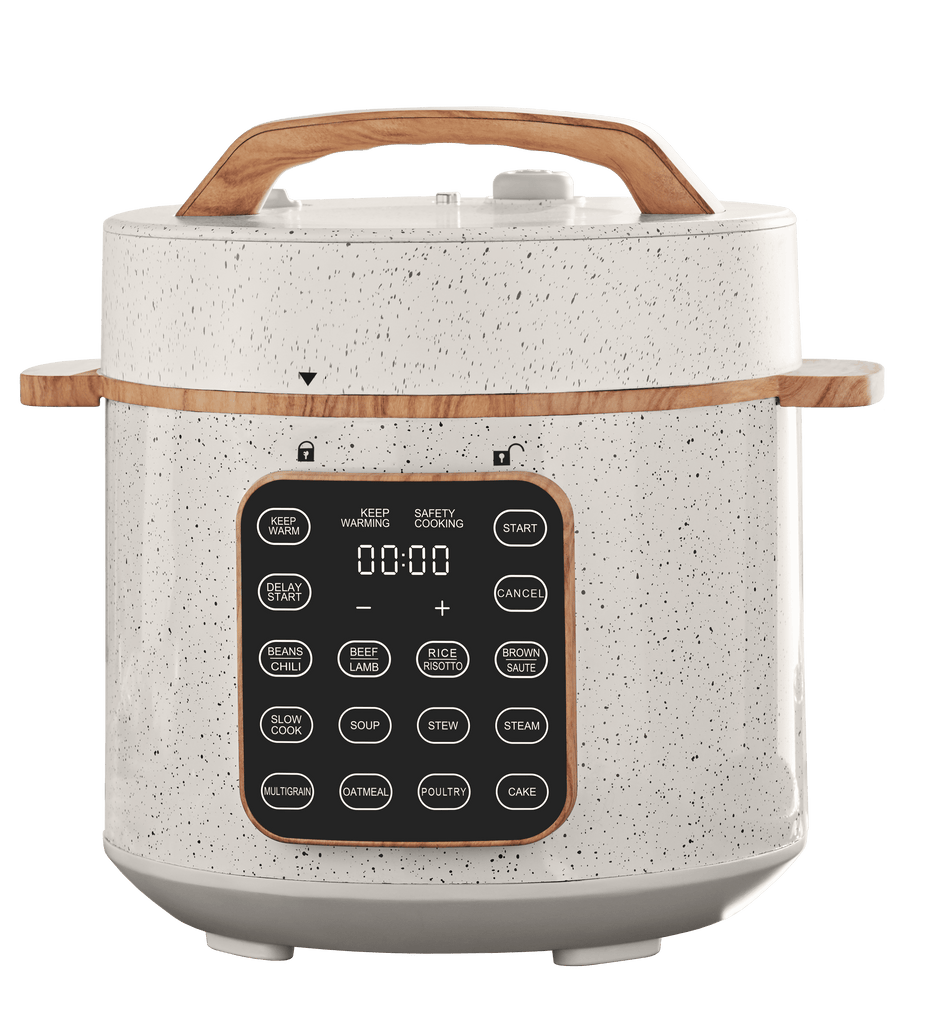 6 Qt Pressure Cooker,Linen Speckle,Wood Grain, Blinking Display, Touch Control