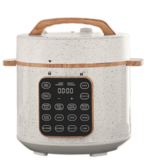 6 Qt Pressure Cooker,Linen Speckle,Wood Grain, Blinking Display, Touch Control