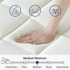 King Mattress, 12 Inch King Size Mattress in a Box, Ultimate Motion Isolation with Memory Foam and Pocket Spring, Medium Firm
