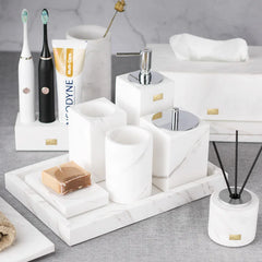 Nordic Bathroom Natural Marble Household Accessories Mouth Cup Toothbrush Holder Liquid Soap Dispenser Container Washing Tools