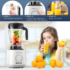 1500W Countertop Smoothies Blender with 10 Speed and 6 Pre-Setting Programs, Easy to Clean, Liquor Alcohol Drink Dispenser for Parties Home Bar Use