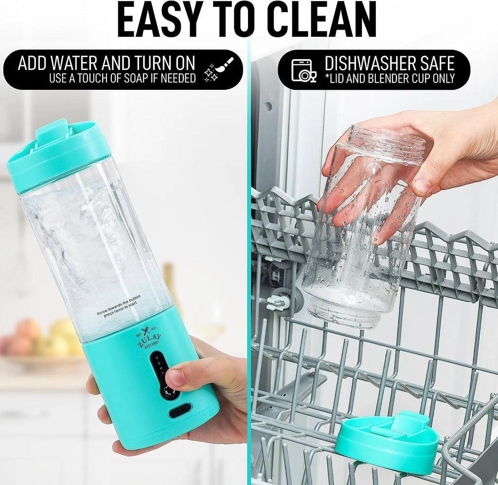 Portable Blender USB Rechargeable Personal Juicer Ice Crushing Fruit Juice Mixer for Shakes and Smoothies Ocean Aqua
