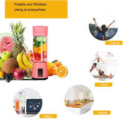 400Ml Portable Blender, USB Rechargeable Smoothie Blender Personal Juicer Cup Fruit Mixer, High Borosilicate Glass Cup, Pink