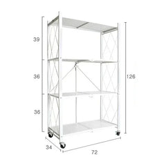 Foldable Metal Storage Rack Multifunctional Living Room Shelf Multilayer Installation Free Kitchen Organizer Trolley Bookshelf