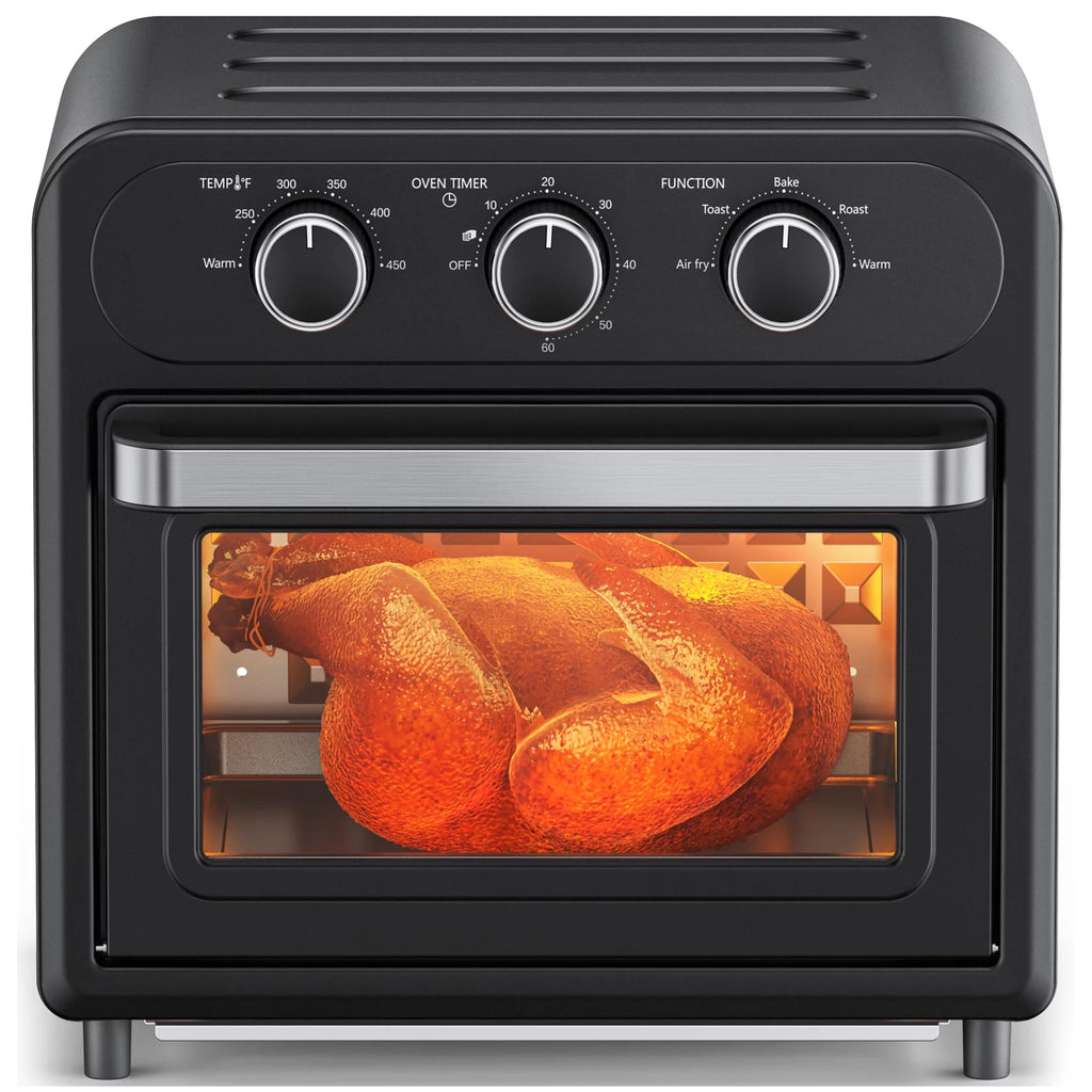 Air Fryer, 1700W 14.8 Quart, 5 in 1 Toaster Oven Countertop, Oil-Less Cooking, Stainless Steel, Black
