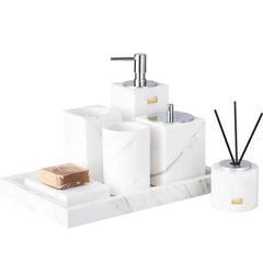 Nordic Bathroom Natural Marble Household Accessories Mouth Cup Toothbrush Holder Liquid Soap Dispenser Container Washing Tools