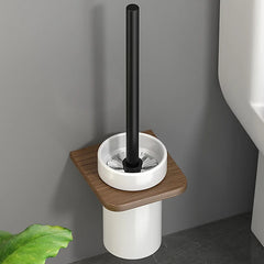Bathroom Hardware Set, Black Wood Bath Accessories Wall Mounted Towel Rack,Towel Bar,Toilet Brush,Towel Hooks,Paper Holder