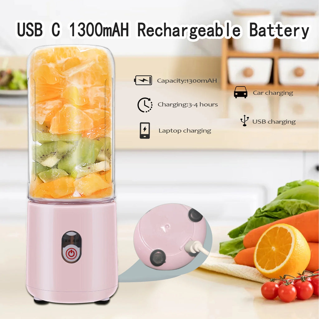 Personal Blender for Smoothies and Juicer Chargable Portable Small Bullet Blender for Shakes, Pink