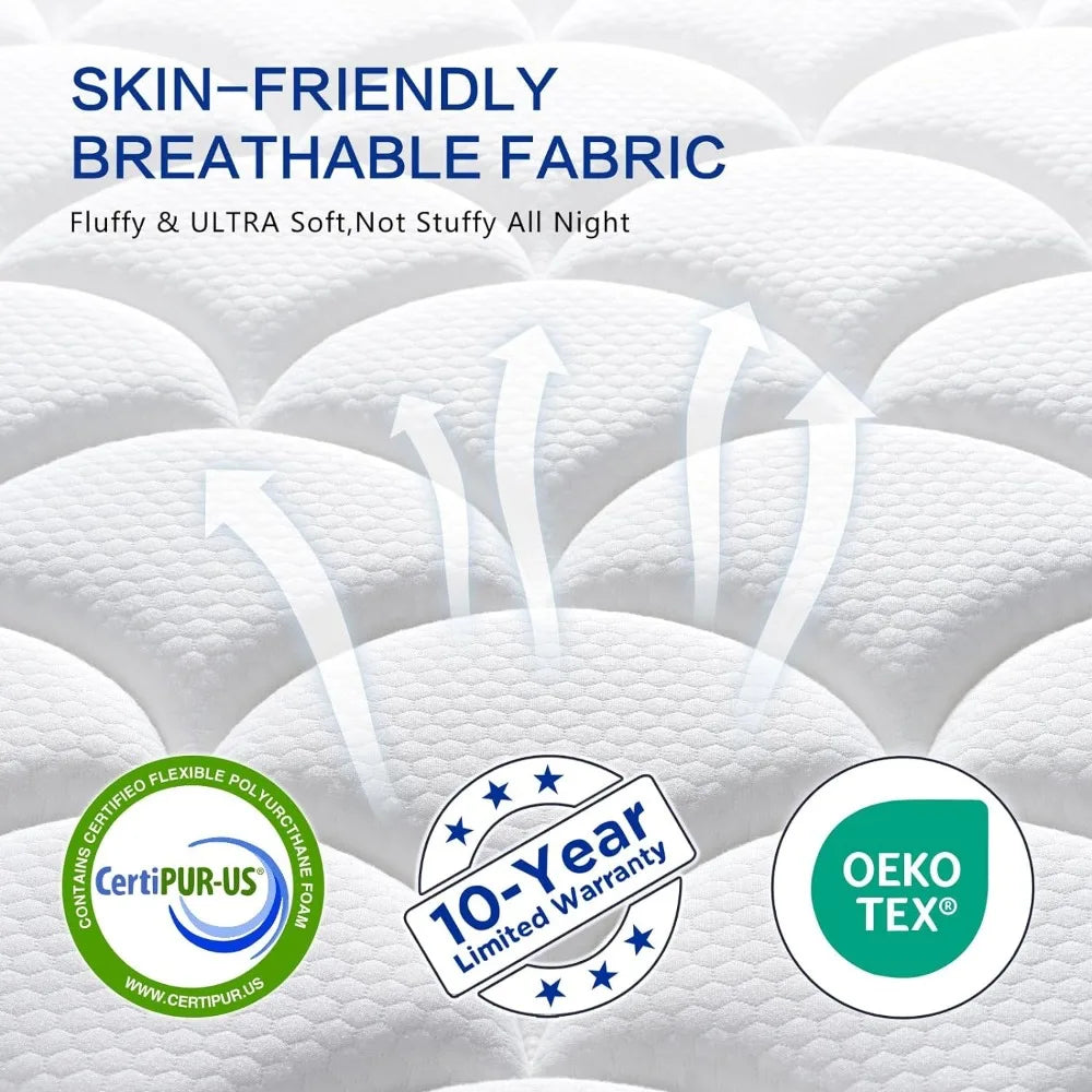 Mattress, Gel Memory Foam Mattresses, Individually Inner Spring Hybrid Mattresses, 12 Inch Mattress